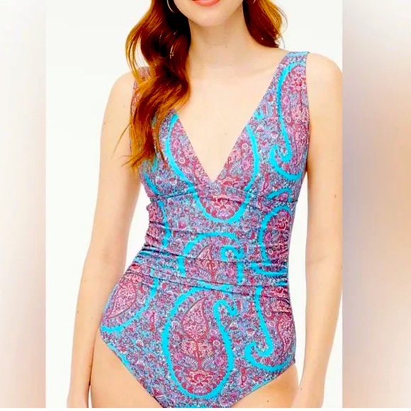 J. Crew ruched one piece v neck swimsuit - Picture 1 of 7
